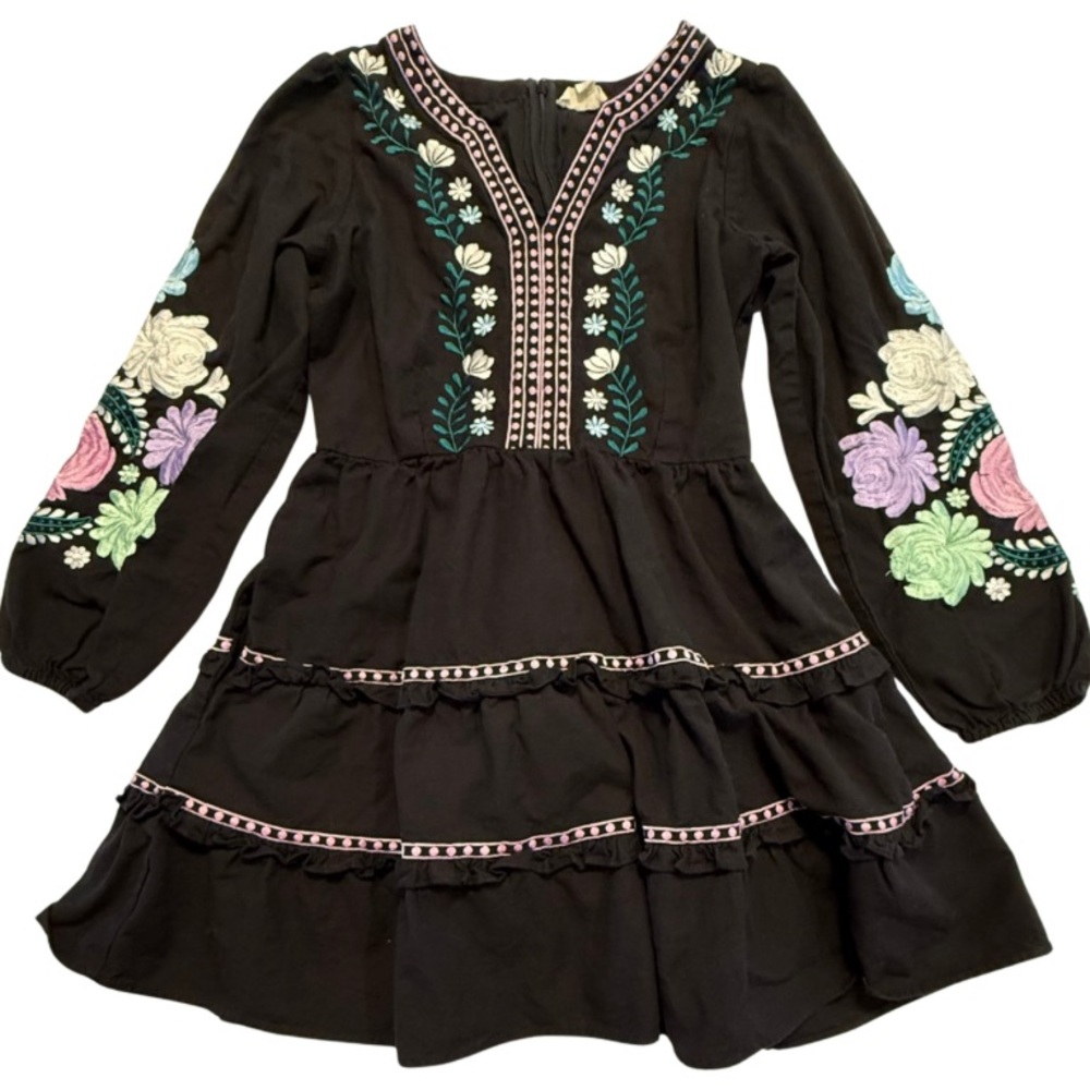 Roller Rabbit Women's Embroidered Lucena Dress Size Small Linen Blend